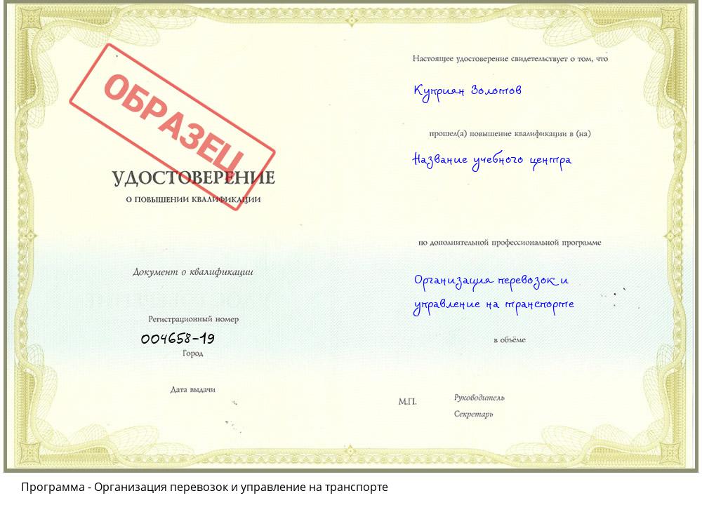 Организация перевозок и управление на транспорте Челябинск