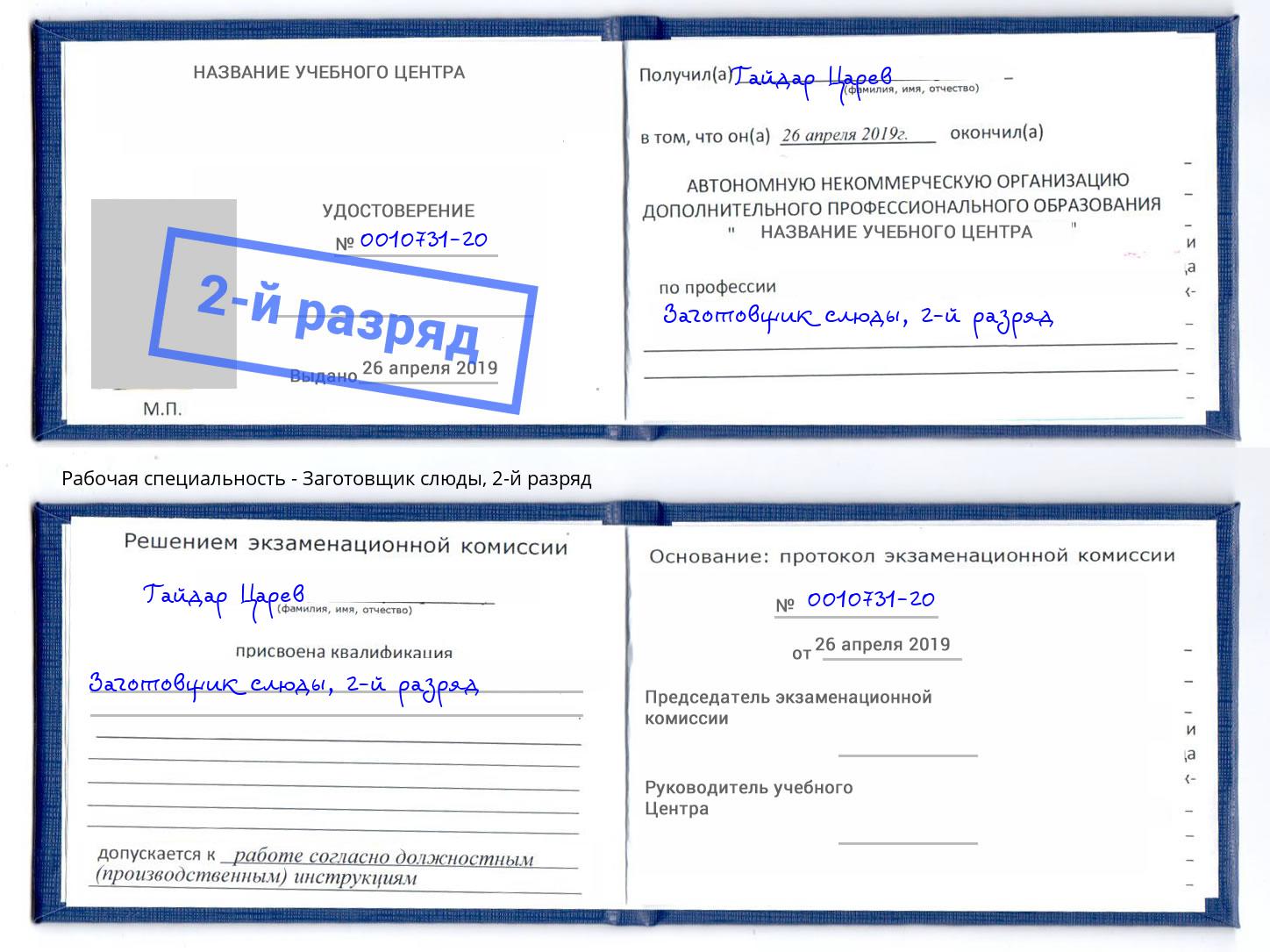 корочка 2-й разряд Заготовщик слюды Челябинск