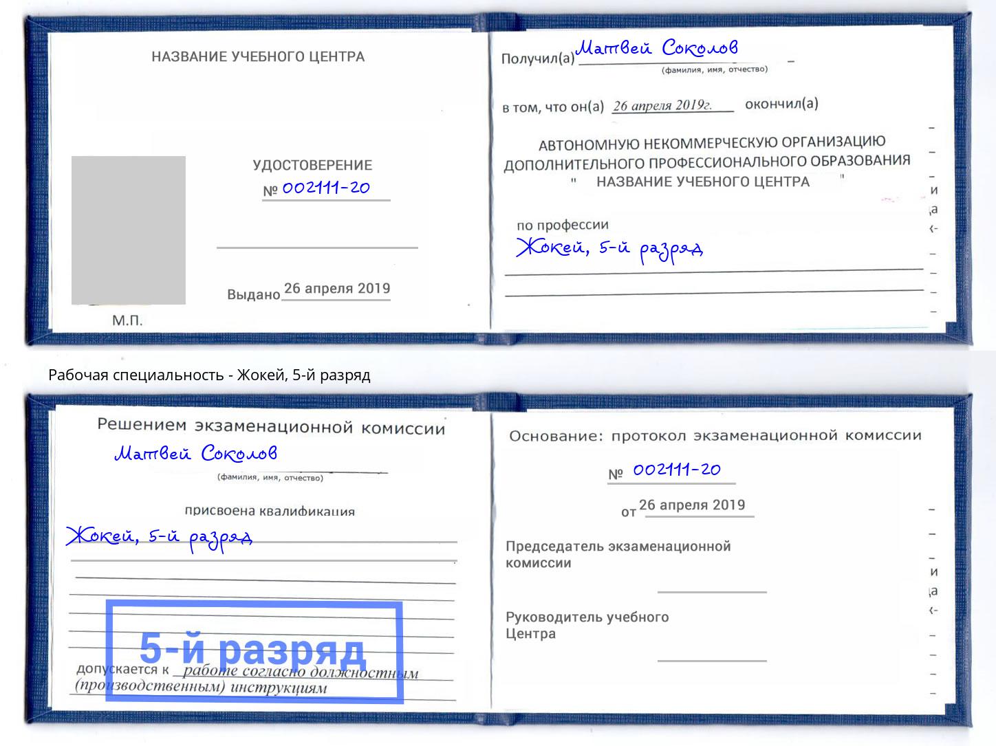 корочка 5-й разряд Жокей Челябинск