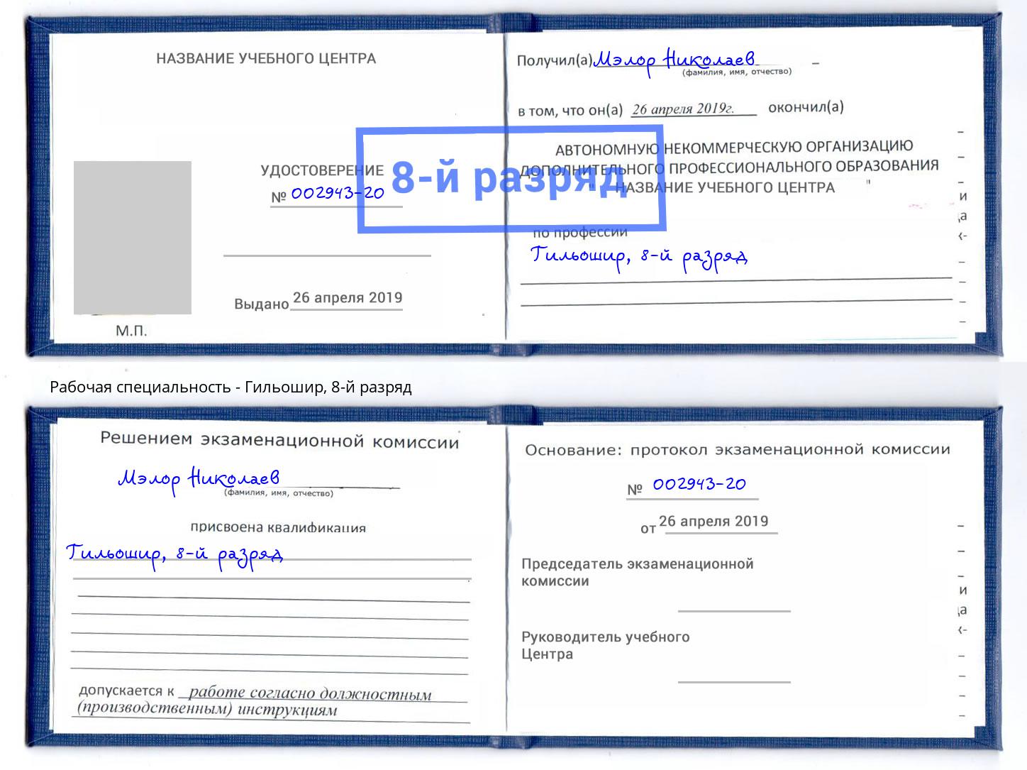 корочка 8-й разряд Гильошир Челябинск